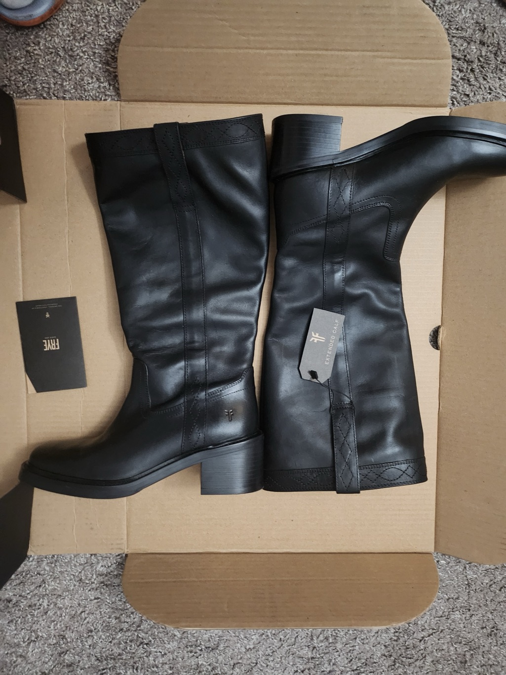 Frye Black Leather Heeled Knee Boots